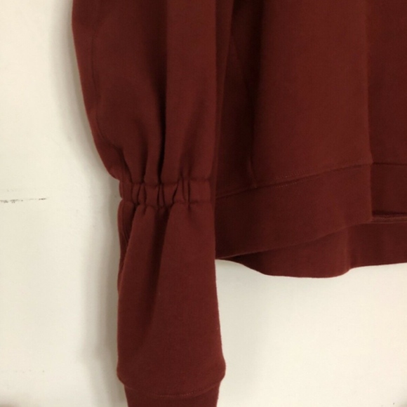 TIBI Brick Red Sweatshirt with Balloon/Gathered  Sleeves - Picture 2 of 5
